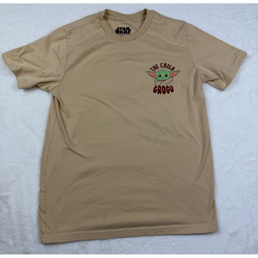 Star Wars Mad Engine Grogu The Child Tan Graphic Tee Kids Youth Large 10/12